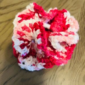 2 brand new handmade pink multicolored crocheted scrunchies.
